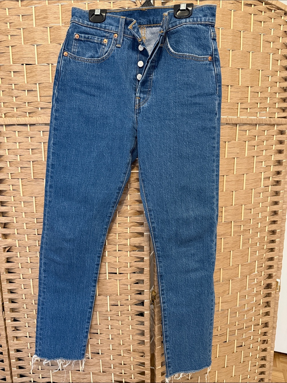 Size 26 Levi's High-Rise Button-Fly Dark Blue Denim Jeans